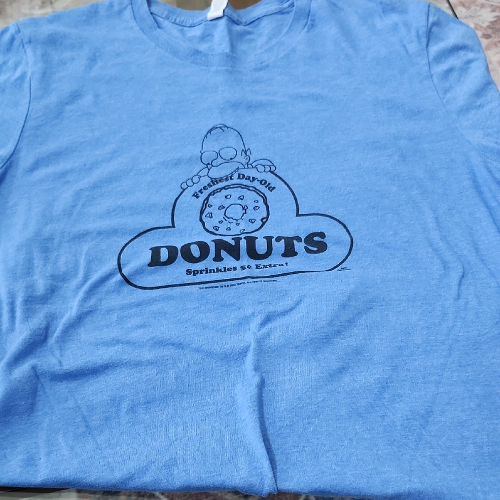 Homer Simpson Blue Donuts Graphic T-Shirt L
